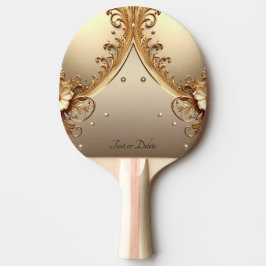Gyllene utsmyckad blomsterpingisracket pingisracket