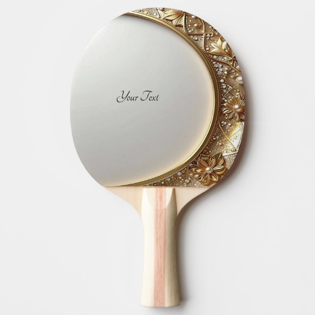 Gyllene utsmyckad pingisracket (Framsidan)