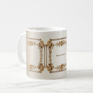 Gyllene utsmyckad rektangel diamant blommor blank kaffemugg