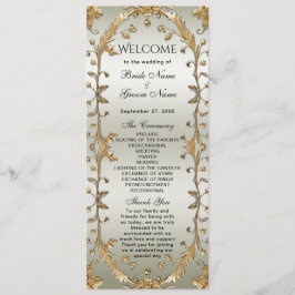 Gyllene utsmyckade blommor bröllopsprogram program