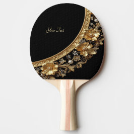 Gyllene utsmyckade blommor pingisracket