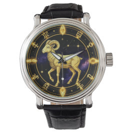 Gyllene Väduren Zodiakcirkel Med Vädur Armbandsur