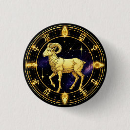Gyllene Väduren Zodiakcirkel Med Vädur Knapp