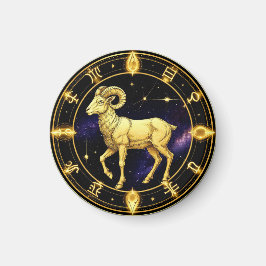 Gyllene Väduren Zodiakcirkel Med Vädur Magnet