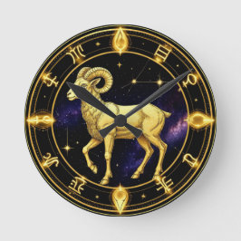 Gyllene Väduren Zodiakcirkel Med Vädur Rund Klocka