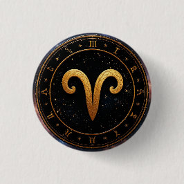 Gyllene Väduren Zodiakhjulssymbol Knapp