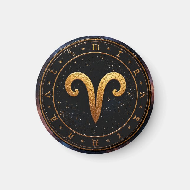Gyllene Väduren Zodiakhjulssymbol Magnet (Framsidan)