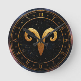 Gyllene Väduren Zodiakhjulssymbol Rund Klocka