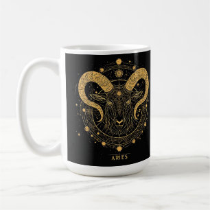 Gyllene Väduren Zodiakussymbol med ornament Kaffemugg
