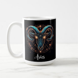 Gyllene Väduren Zodiakussymbol med ornament Kaffemugg