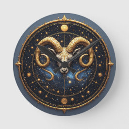 Gyllene Väduren Zodiasköld Rund Klocka