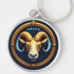 Gyllene Väduren Zodiasköld Rund Silverfärgad Nyckelring