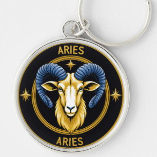 Gyllene Väduren Zodiasköld Rund Silverfärgad Nyckelring
