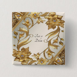 Gyllene Vågiga Blad Blommig Knapphål Knapp