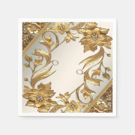 Gyllene Vågiga Blommor Pappersservett