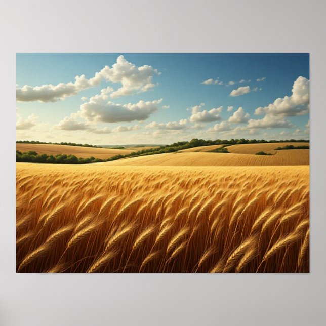 Gyllene vågor under en sommarhimmel poster (Framsidan)