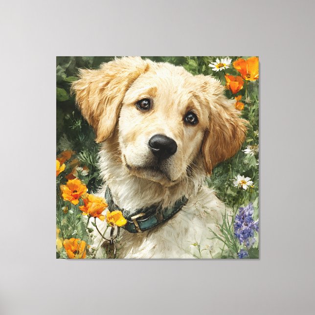 Gyllene Valp Porträtt Canvastryck (Framsida)