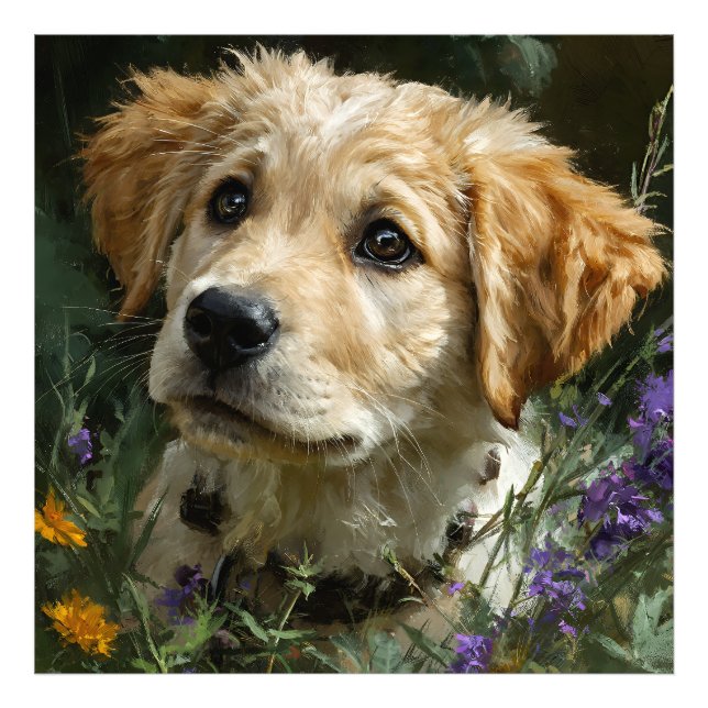 Gyllene Valp Vildblomma Blixtrande ögon Fototryck (Framsidan)