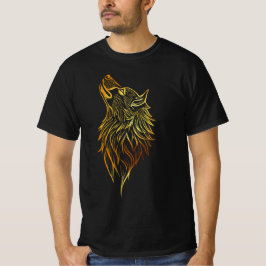 Gyllene Varg som ylar – Tribal Design för Djurälsk T Shirt