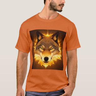 🐺 Gyllene Varg Strålande Energi Mythiskt Utseende T Shirt