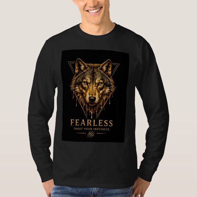 Gyllene Varg Utan Rädsla  Djur 🐺 T Shirt (Framsida)