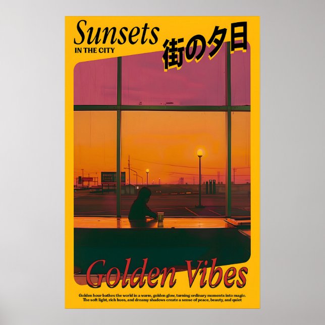 Gyllene Vibbar Solnedgång Konsttryck Atmosfärisk Poster (Framsidan)