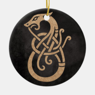 Gyllene Viking Ormknut Symbol Julgransprydnad Keramik