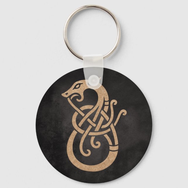 Gyllene Viking Ormknut Symbol Nyckelring (Framsida)