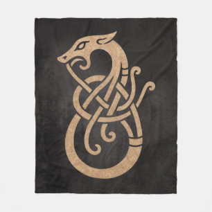 Gyllene Viking Serpent Knut Symbol Fleecefilt