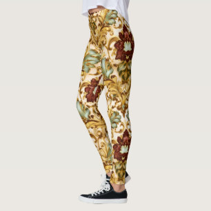Gyllene viktoriansk blomsterdamast med salvia leggings