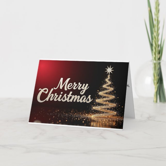 Gyllene Virvelträdet – God Jul Lysande Tack Kort (Framsida)