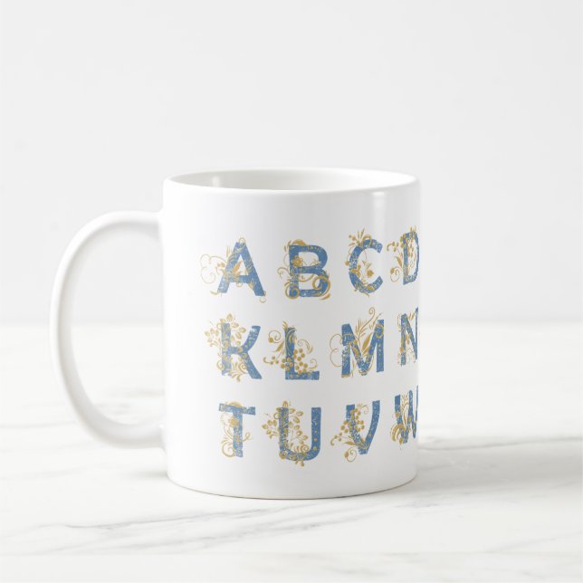 Gyllene Virvlande Alfabet – Elegant Kaffemugg (Vänster)