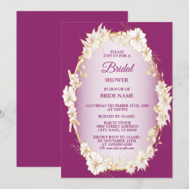 Gyllene Vit Blommig Rosa Bröllop Bröllopsdusch Inbjudningar