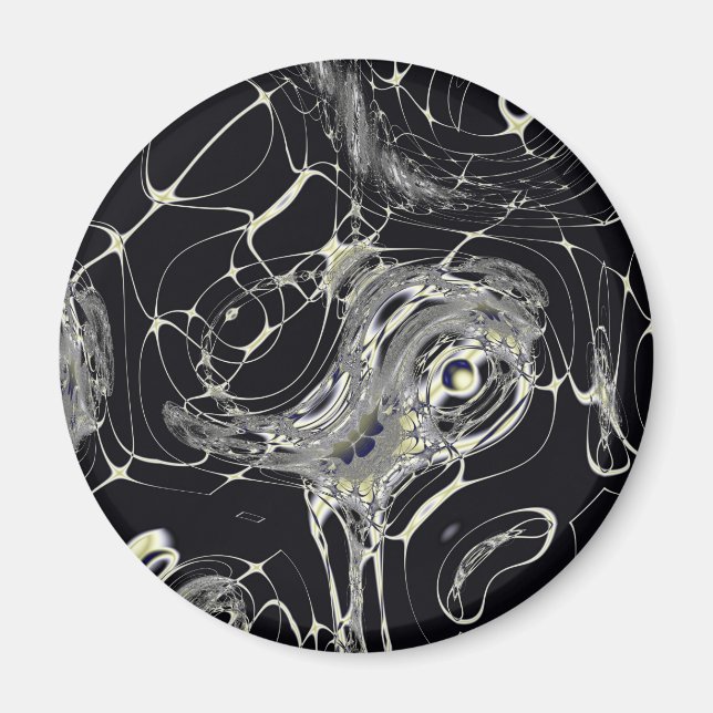 Gyllene Web Abstrakt Fraktal Konst Magnet (Framsidan)
