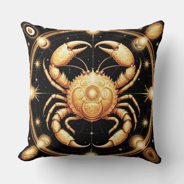 Gyllene Zodiak Kräftans Symbol Kudde (Framsida)
