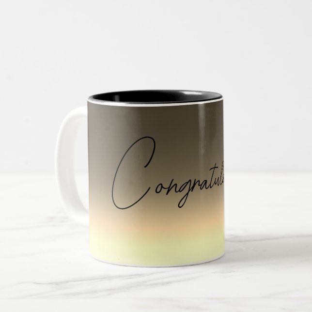 Gyllengul beige ombré gradient Två-Tonad mugg (Framsida vänster)