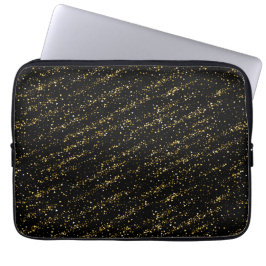 Gyllne Triangelprickar Svart Bakgrund Blank Lyx Laptop Fodral