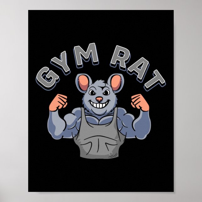 Gym Älskare Bodybuilding Workout Funny Gym Råtta Poster (Framsidan)