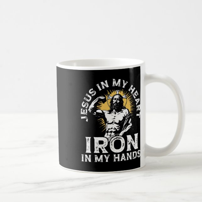Gym And Jesus Christian Bodybuilder Religious Body Kaffemugg (Höger)
