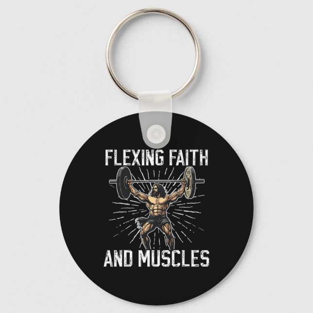 Gym And Jesus Christian Bodybuilder Religious Body Nyckelring (Framsida)