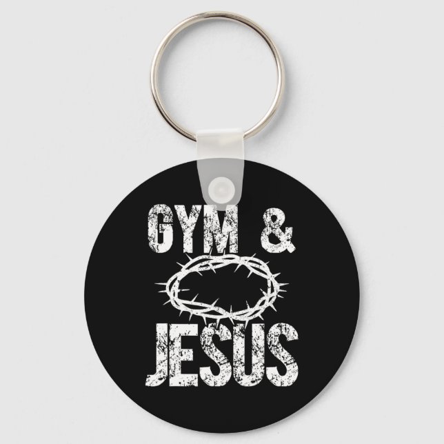 Gym And Jesus Christian Bodybuilder Religious Body Nyckelring (Framsida)