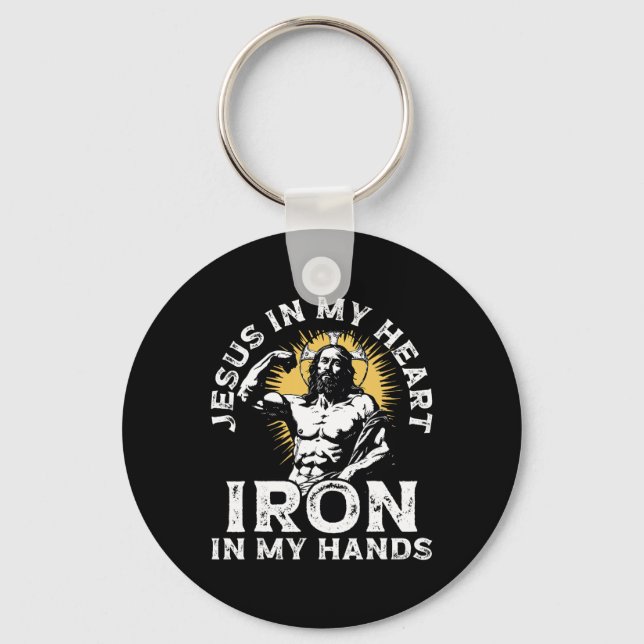Gym And Jesus Christian Bodybuilder Religious Body Nyckelring (Framsida)