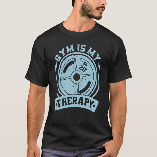 Gym är min Therapy Gym Fitness Fläkt Workout T Shirt (Framsida)