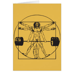 Gym Barbell Deadlift - Vitruvian Man Hälsningskort