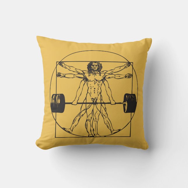 Gym Barbell Deadlift - Vitruvian Man Kudde (Framsida)