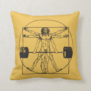 Gym Barbell Deadlift - Vitruvian Man Kudde