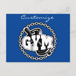Gym Barbell Logotyp Thunder_Cove Vykort
