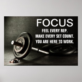 Gym Barbell Workout Motivation Citat Poster