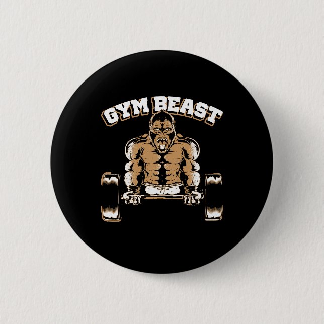 Gym Bästsjuka Gorilla Viktlyftning Bodybuilding Tr Knapp (Framsida)
