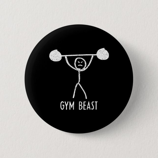 Gym Beast Funny Bodybuilding Exercise Fitness Work Knapp (Framsida)